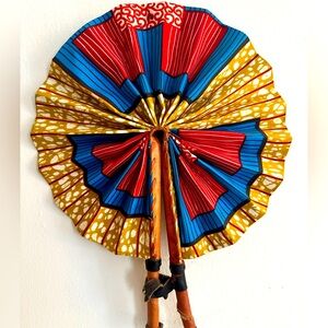 African Ankara print hand fan